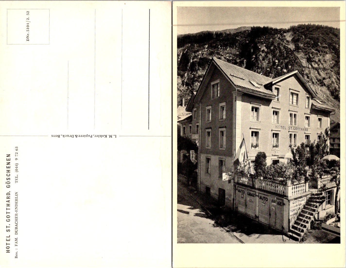 Hotel St Gotthard Göschenen Switzerland Vintage Postcard Black White Photo