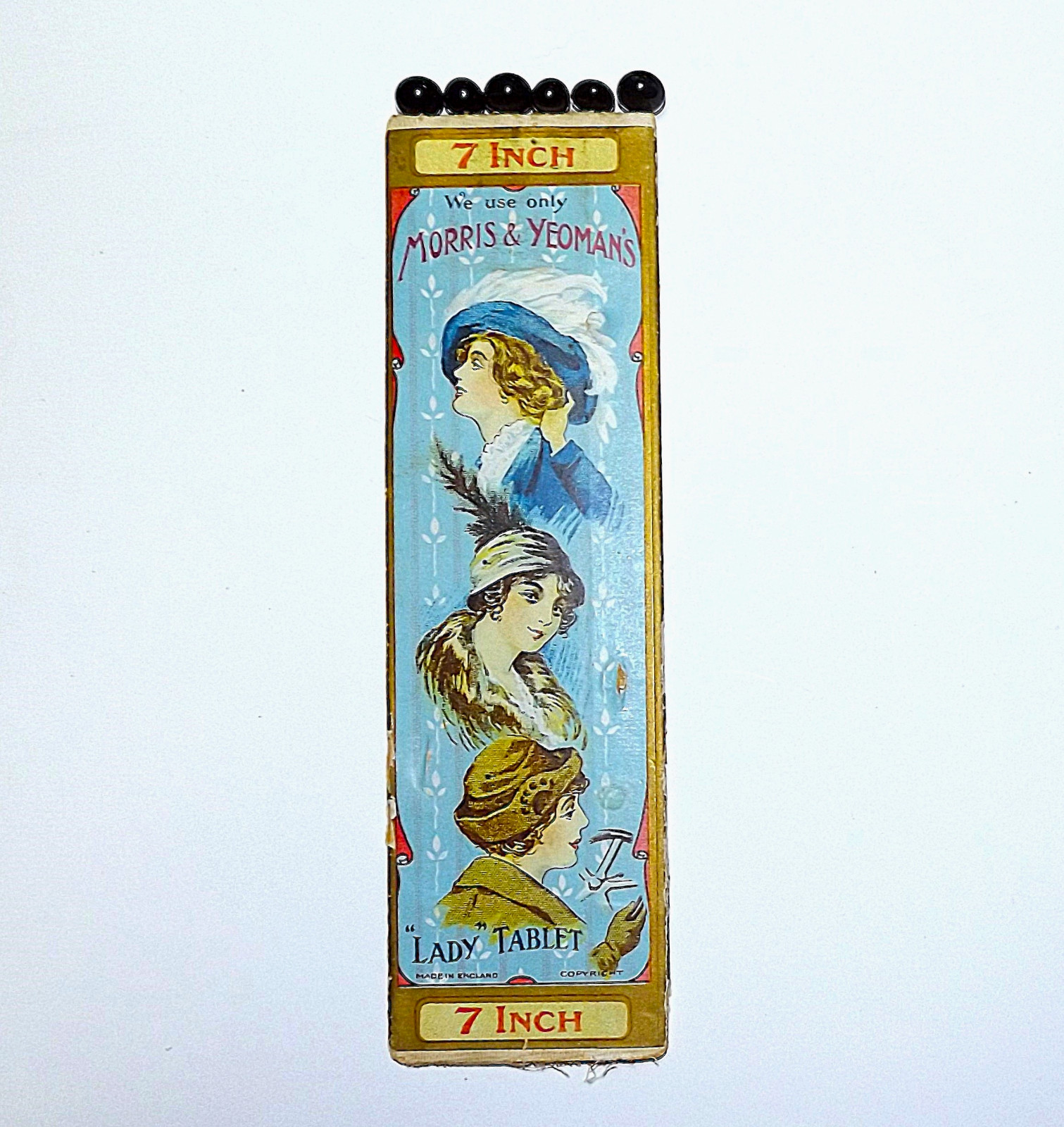 ANTIQUE EDWARDIAN HATPINS Black & Steel Original Package GREAT GRAPHICS HAT PINS