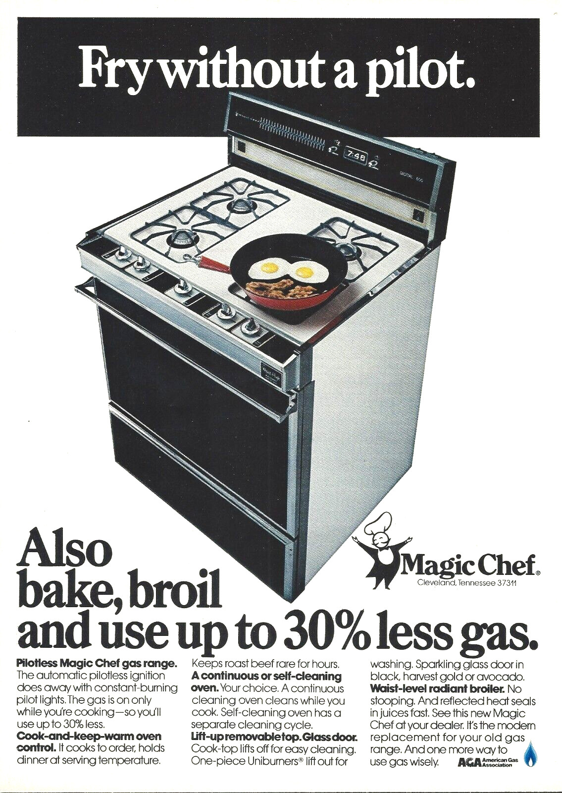 1977 Magic Chef Gas Range Oven Cleveland TN vintage Print Ad Advertisement