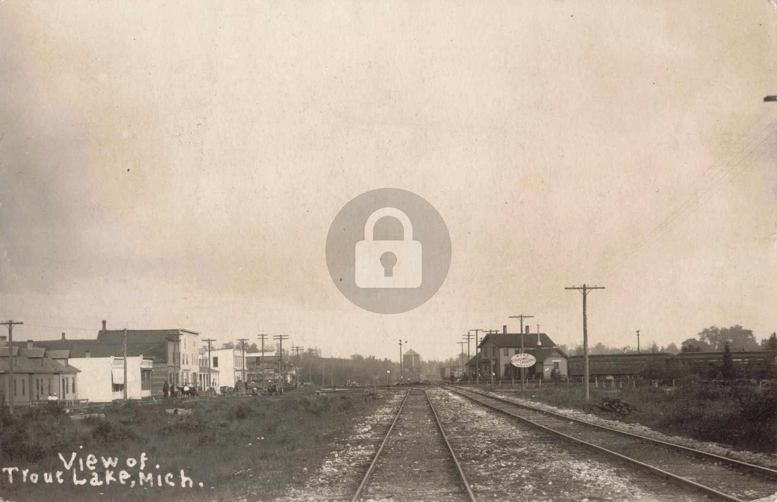 Railroad View Of Trout Lake MI Michigan 1907 RPPC Photo Postcard COPY