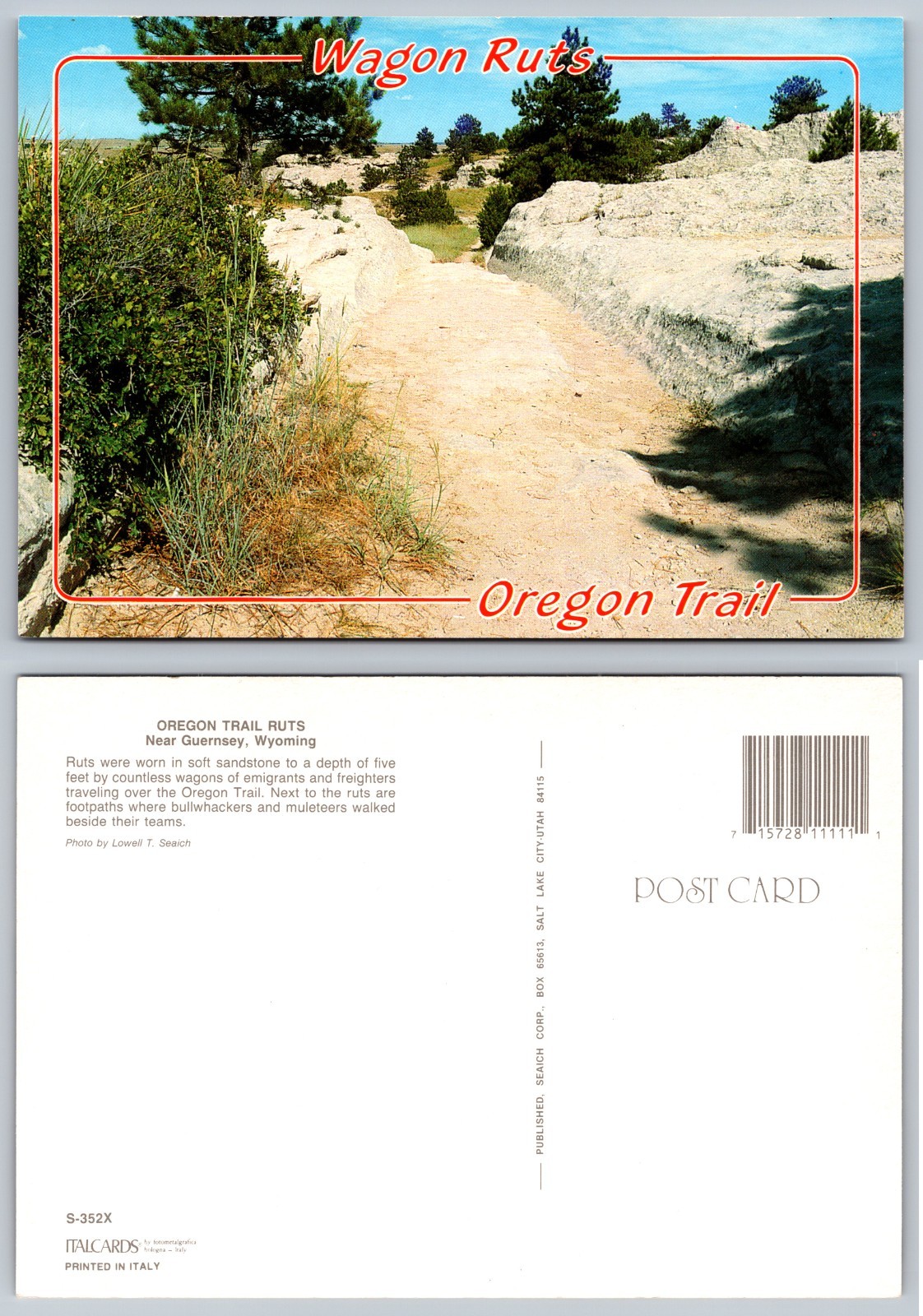 Continental Oregon Trail Wagon Ruts Postcard