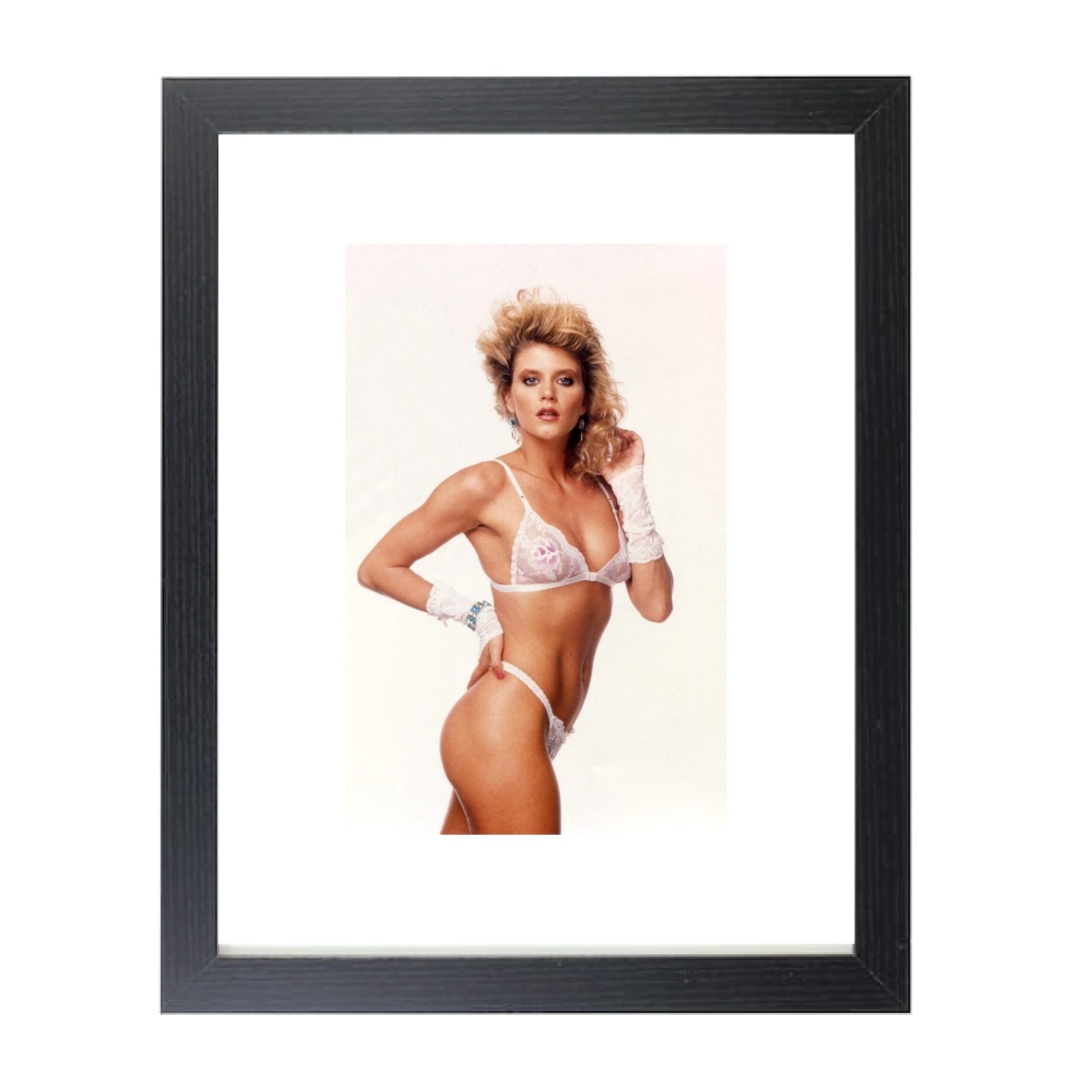 Actress Ginger Lynn Blonde Adult Film 80s Vintage Matted & Framed Picture Photo