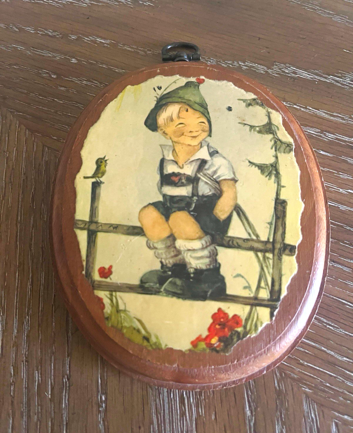 Vintage MJ Hummel Decoupage Wooden Wall Plaque “Wayside Harmony”