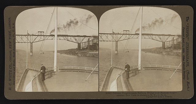 Photo:Poughkeepsie New York 1907 Railway Bridge Hudson River Steamer View