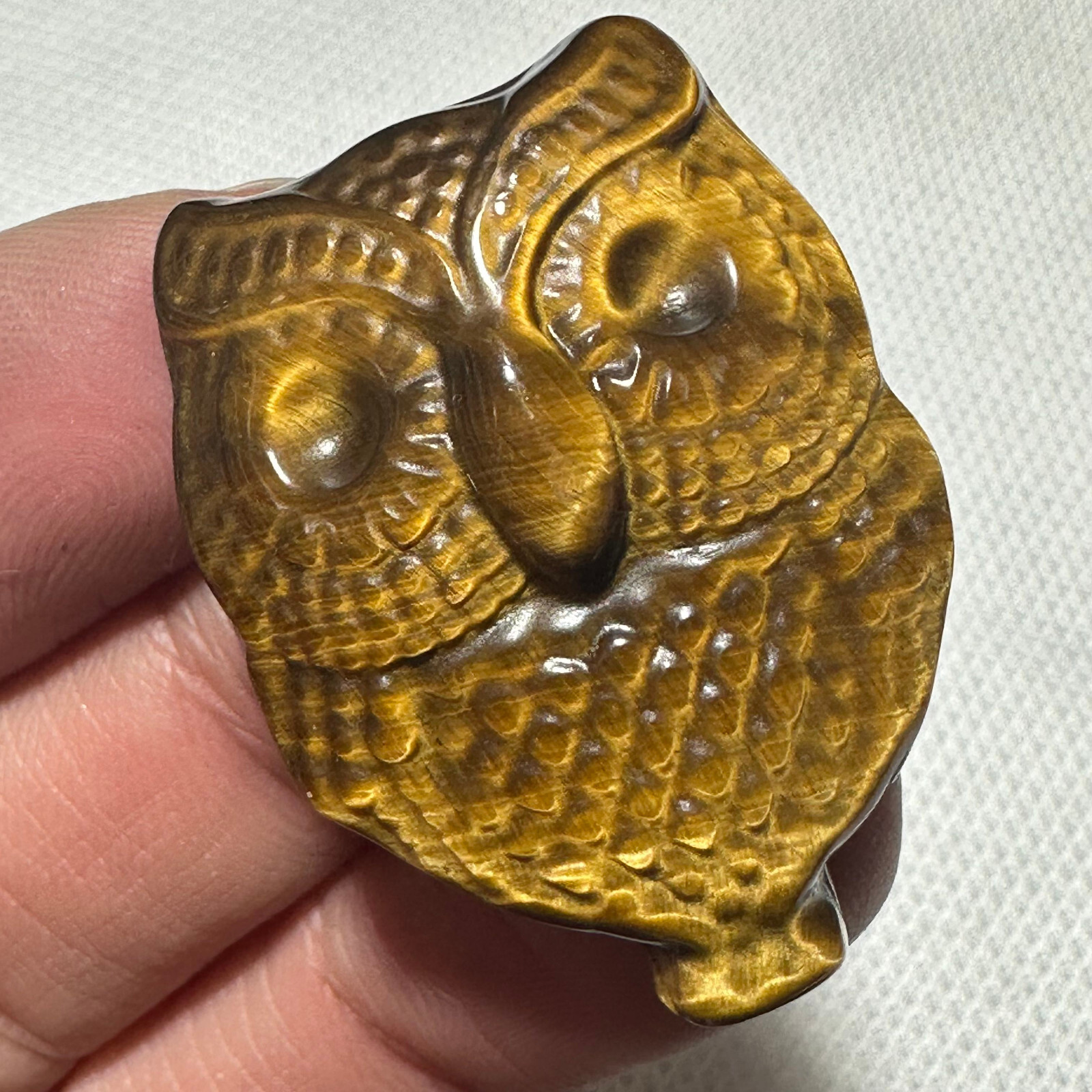 Natural Hand Carved Tiger eye Owl Quartz Skull Crystal Specimen Reiki Healing 1P