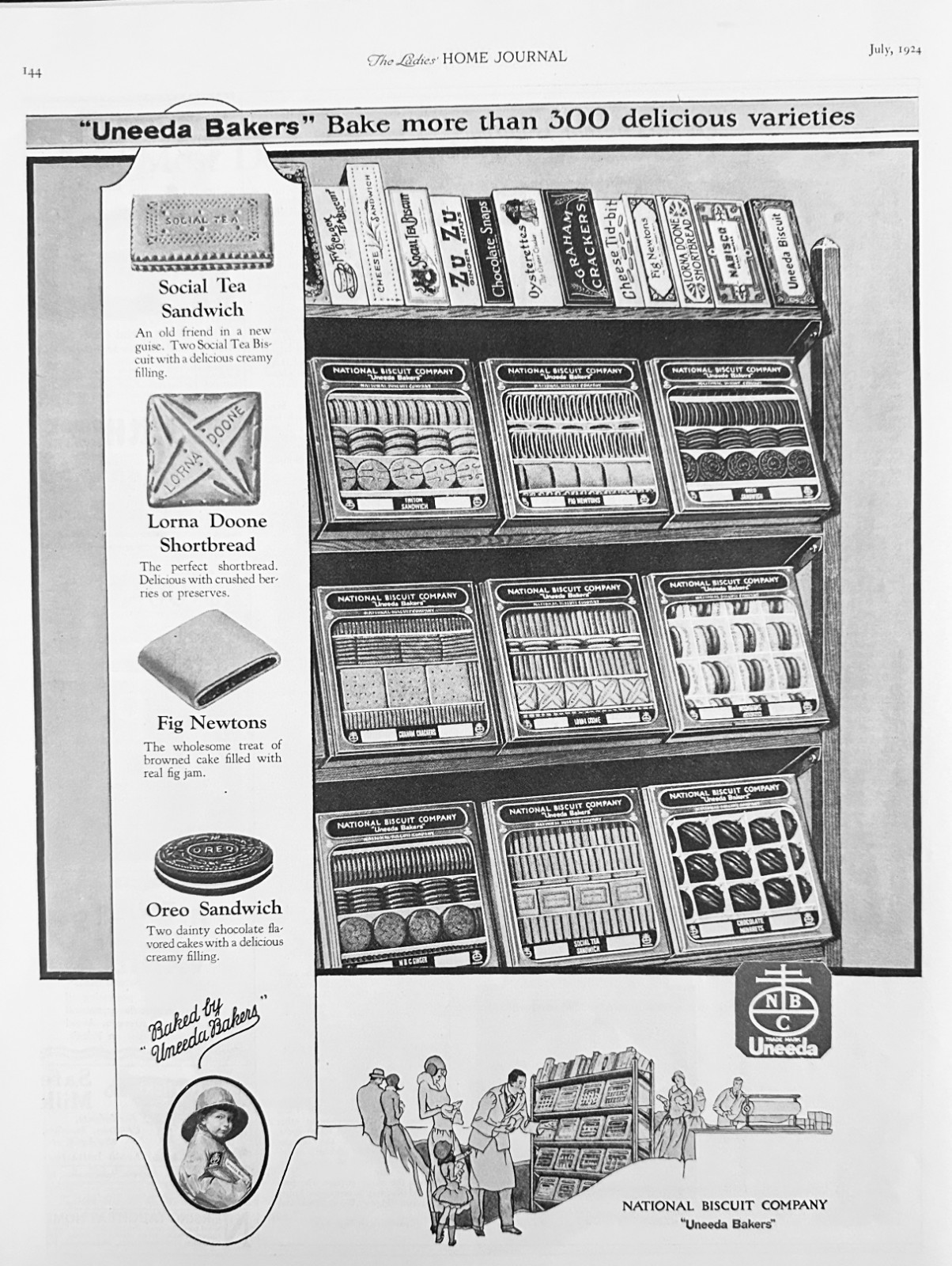1924 Uneeda Bakers for the National Biscuit Co (NABISCO) Store Display AD #2264