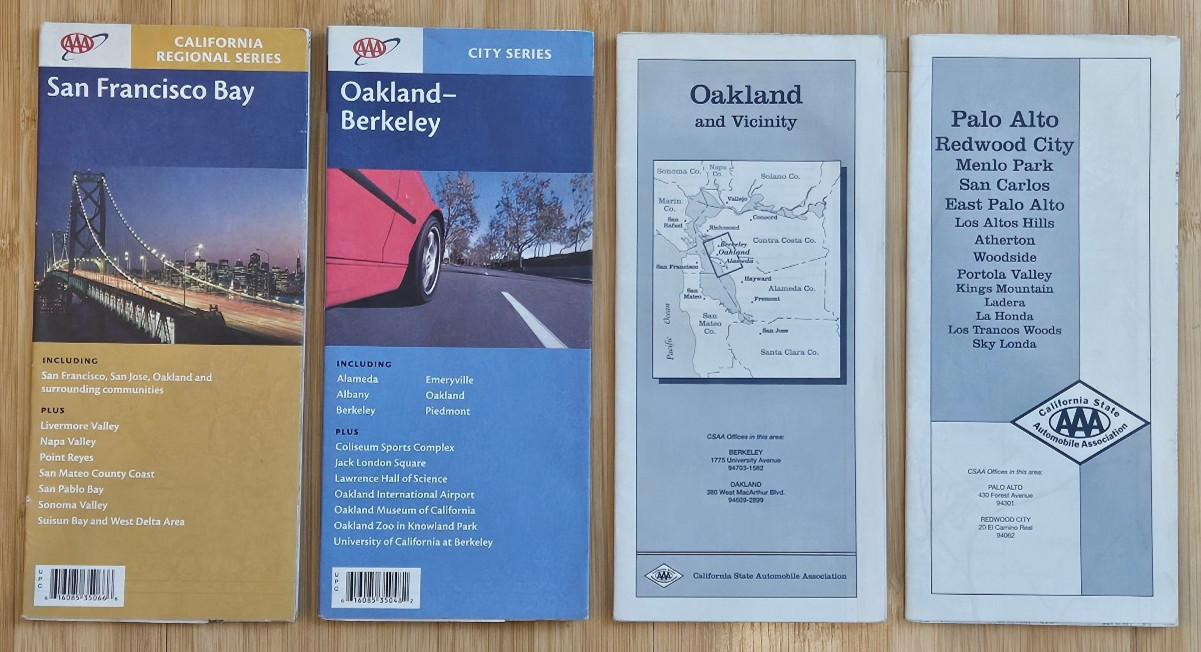 Vintage AAA San Francisco Bay Area California Maps Lot of 4 Oakland Berkeley Pal
