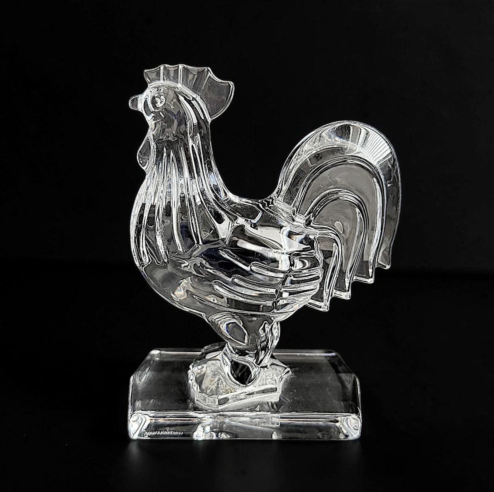 Waterford Crystal Rooster Figurine Signed Glass Cock Sculpture w Box - 10241