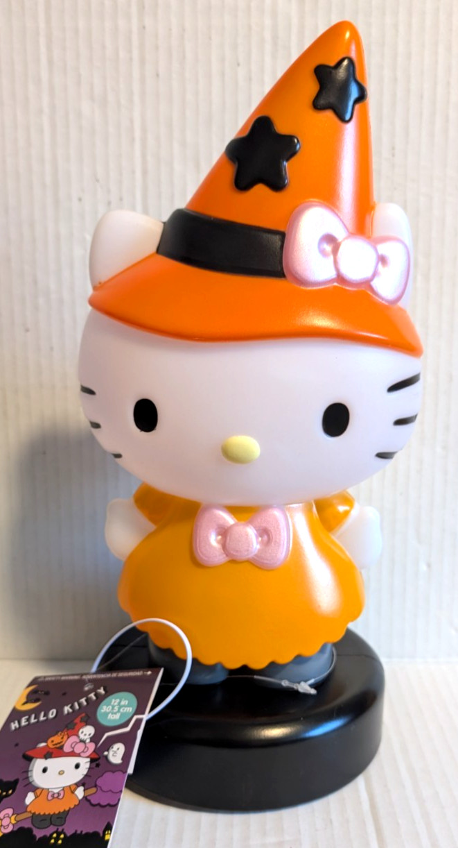 Hello Kitty Halloween Witch Light Up Blow Mold Decor 12\ Hello Kitty Halloween Witch Light Up Blow Mold Decor 12\