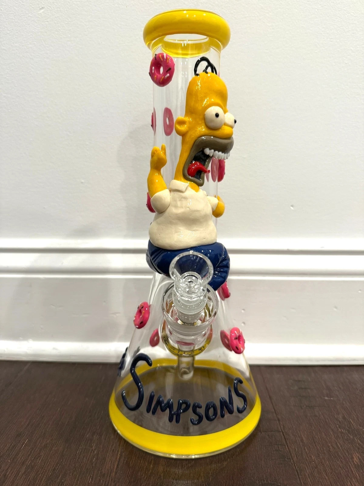 14” Premium Glass Water Pipe Art Beaker Bottom Homer Simpson Donuts 14mm