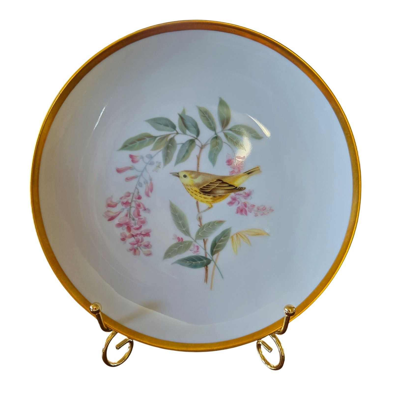 Hutschenreuther Selb Audubon Yellow Warbler Porcelain Plate Bavaria Germany Gold