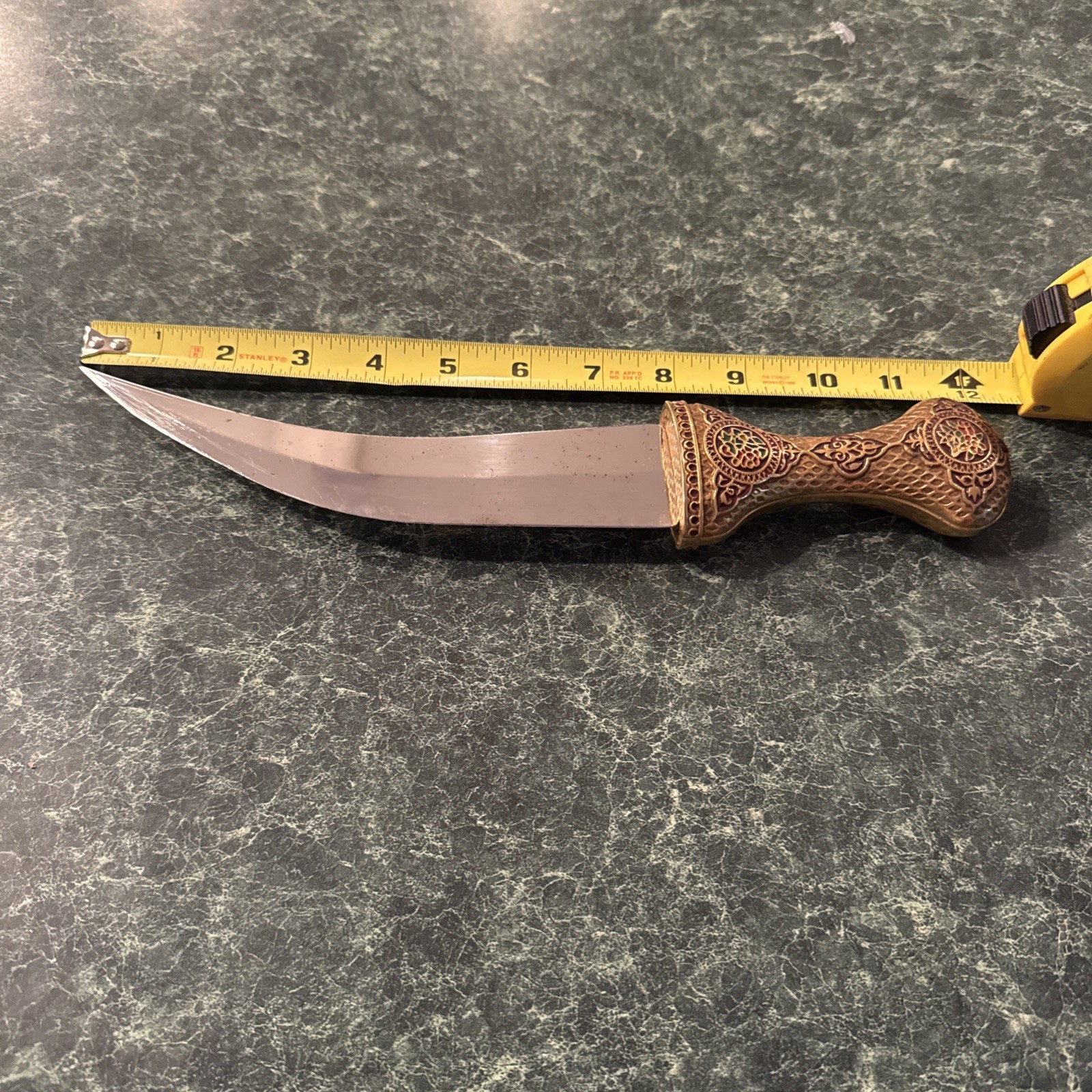 Vintage Mid East Bedouin Shibriya Dagger Carved Horn Handle Curved Knife 12