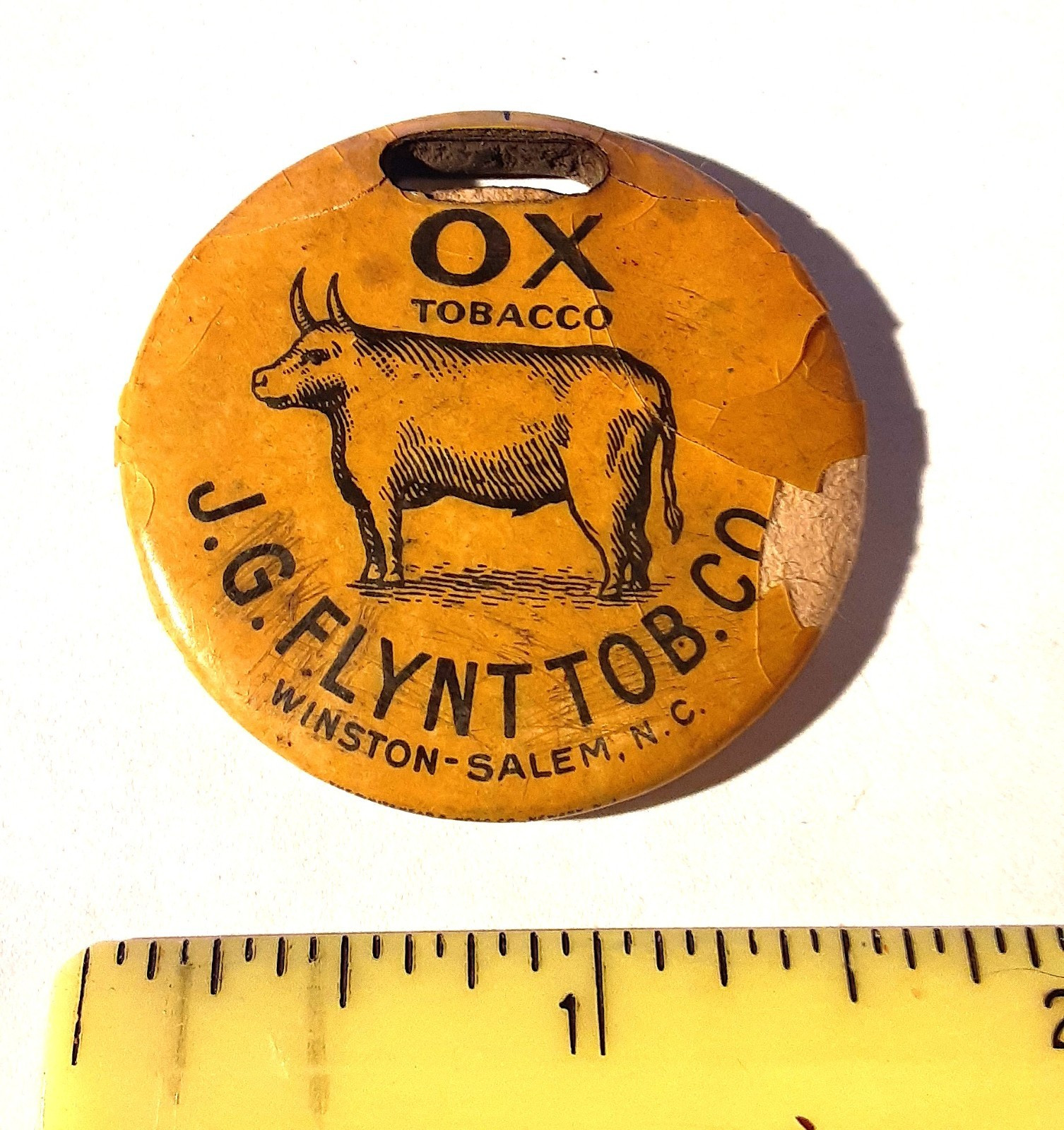 * KILLER * Antique Adv. Watch Fob - OX TOBACCO - Winston Salem N.C