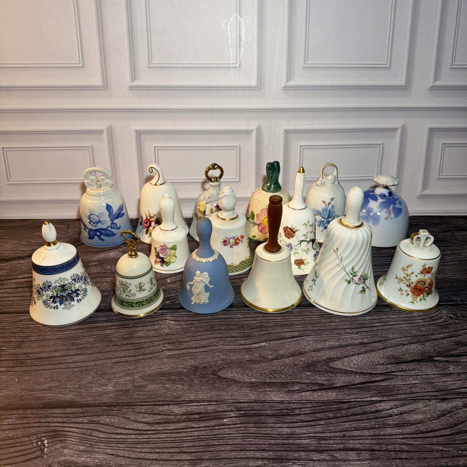Lot of 15 Vintage Fine Porcelain Collector Bells Wedgwood Royal Albert Doulton