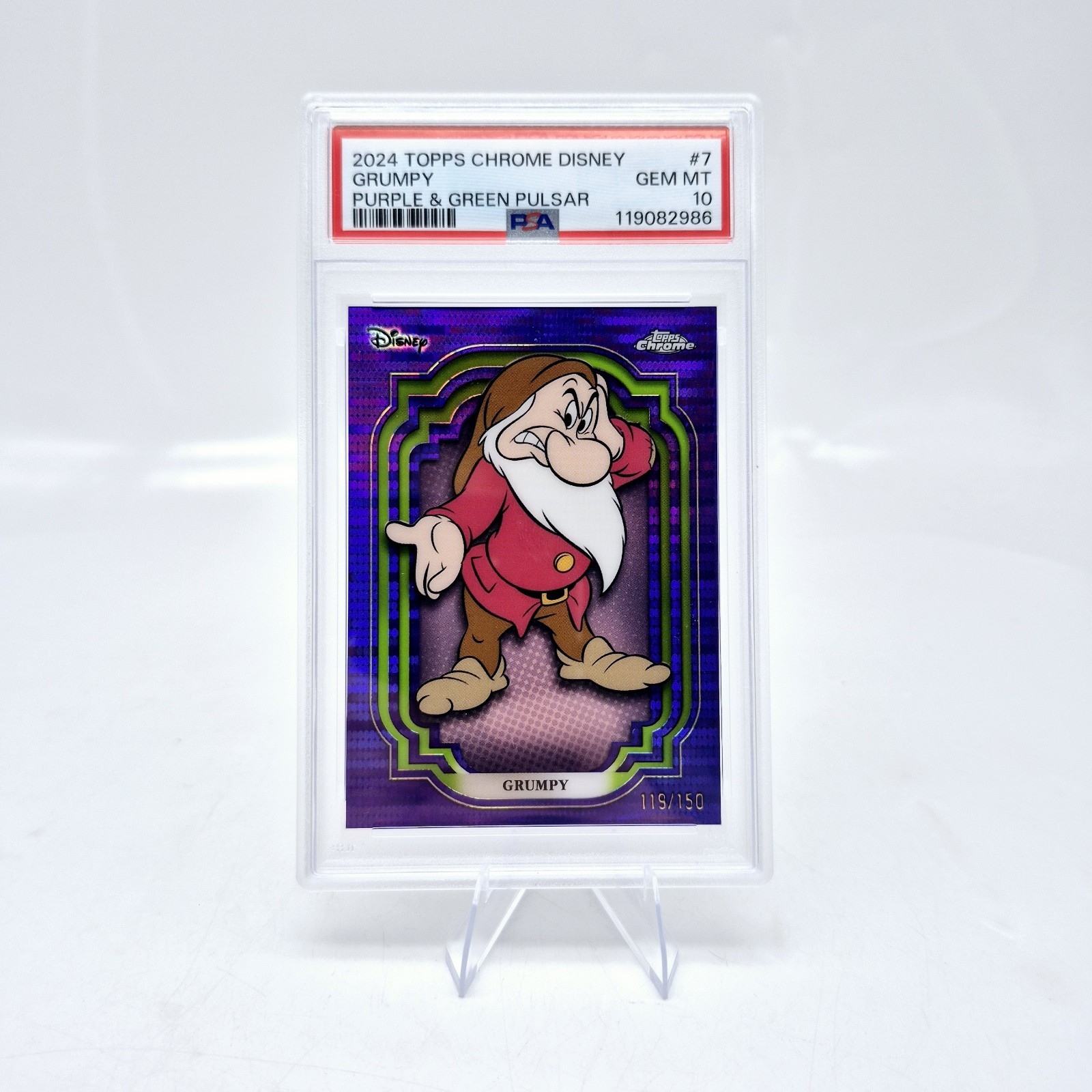 2024 Disney Topps Chrome Grumpy #7 PSA 10 Purple Green Pulsar /150