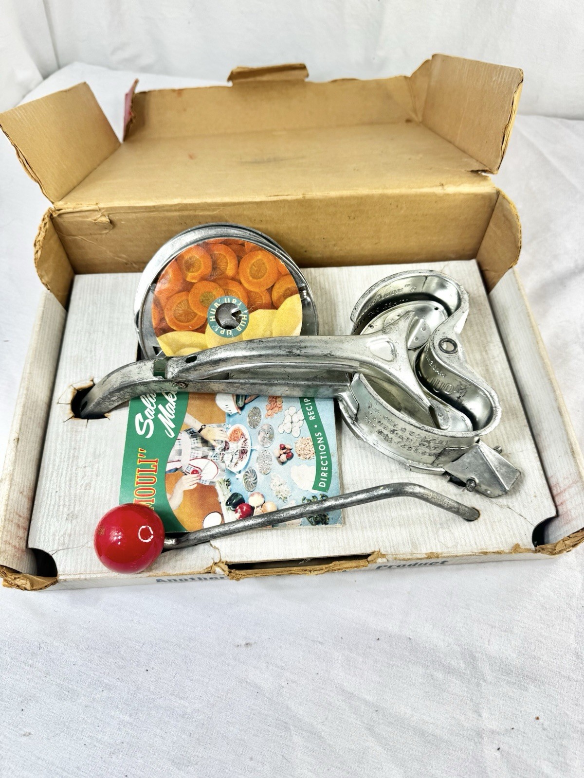 Vtg Mouli Salad Maker Box Inserts Complete Set 5 Disc Rotary Grater France FrShp