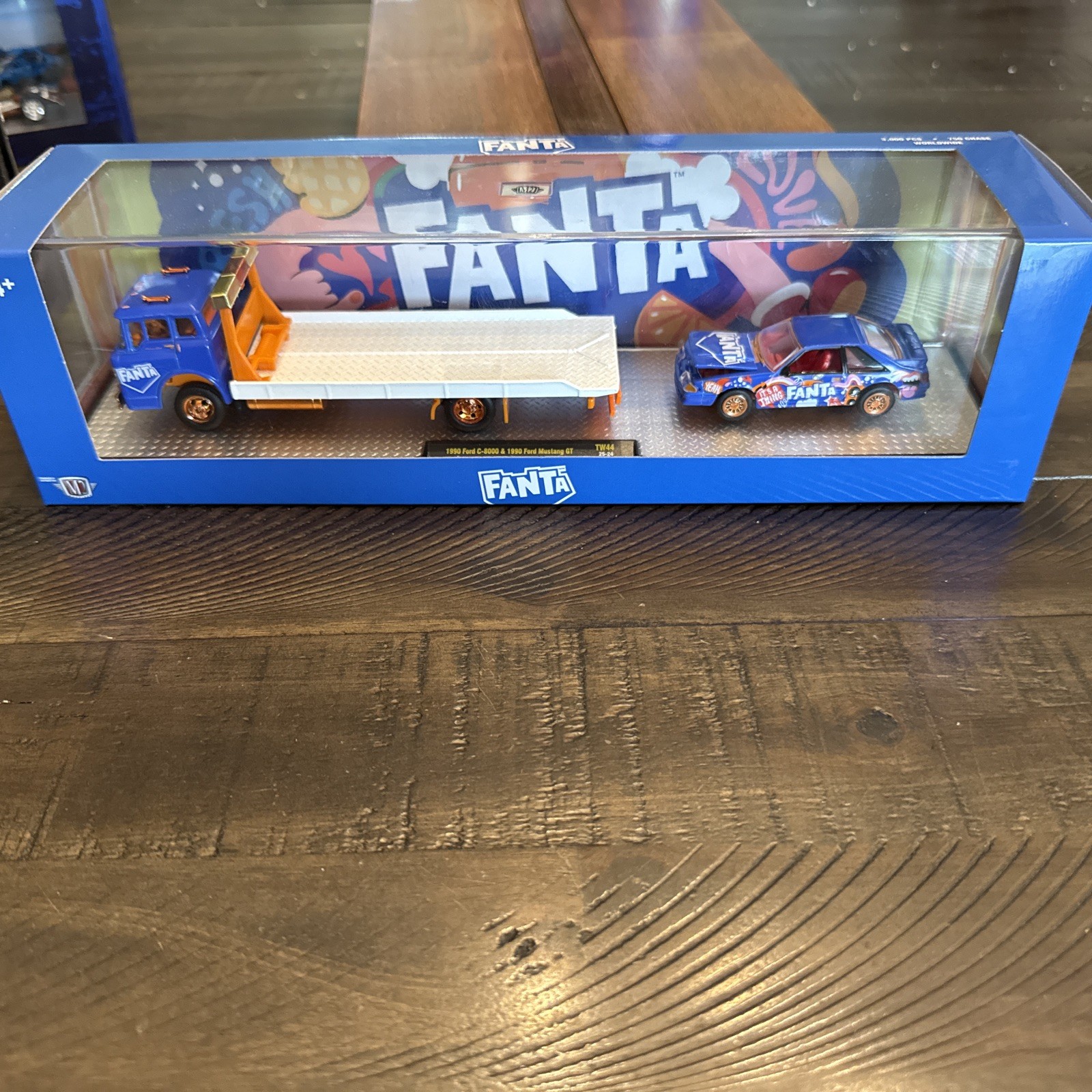 2026 M2 Machines CHASE 1990 Ford C-8000 & 1990 Ford Mustang GT Fanta Cola Hauler