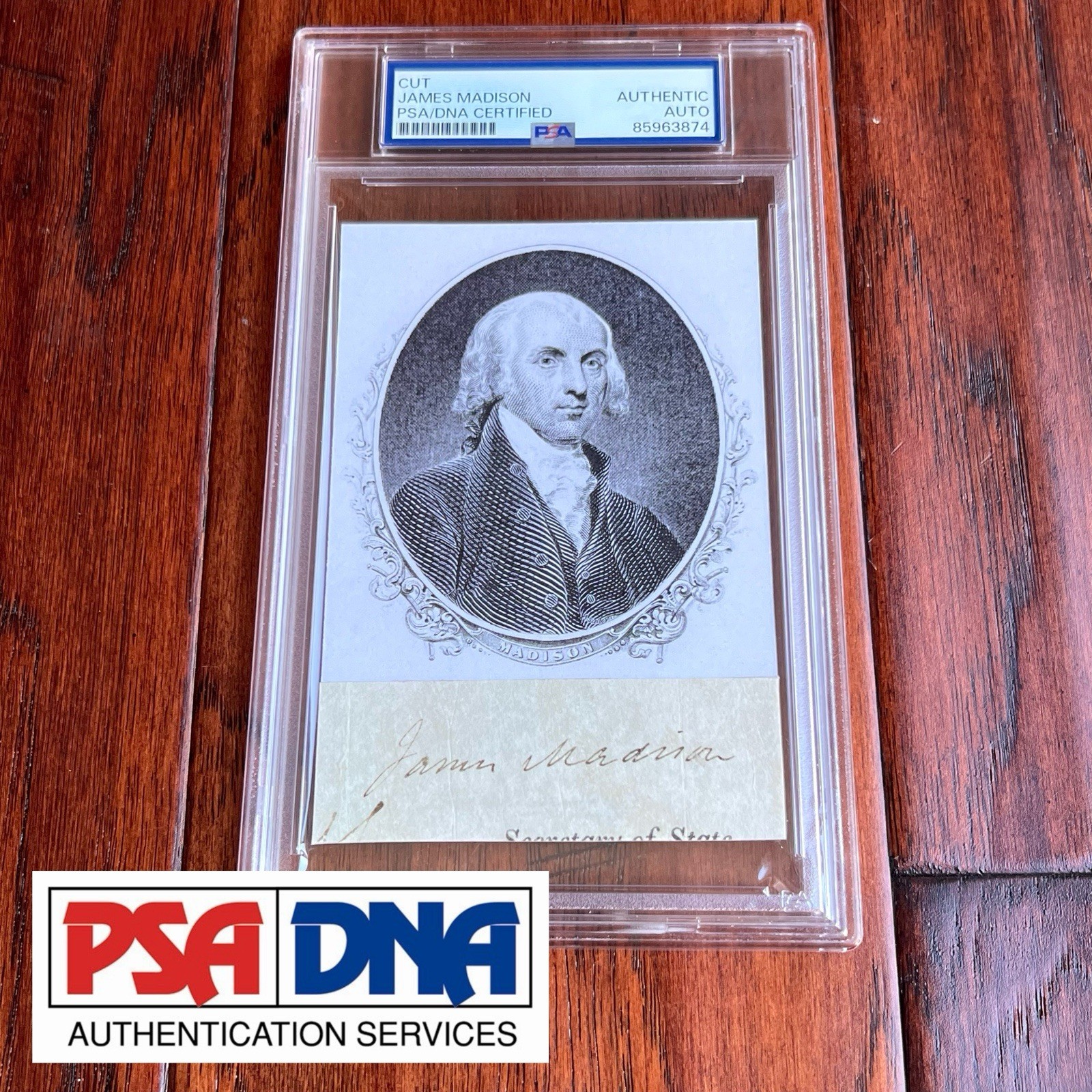 JAMES MADISON Autograph Cut Signature CUSTOM CARD Signed as POTUS * PSA/DNA JAMES MADISON Autograph Cut Signature CUSTOM CARD Signed as POTUS * PSA/DNA