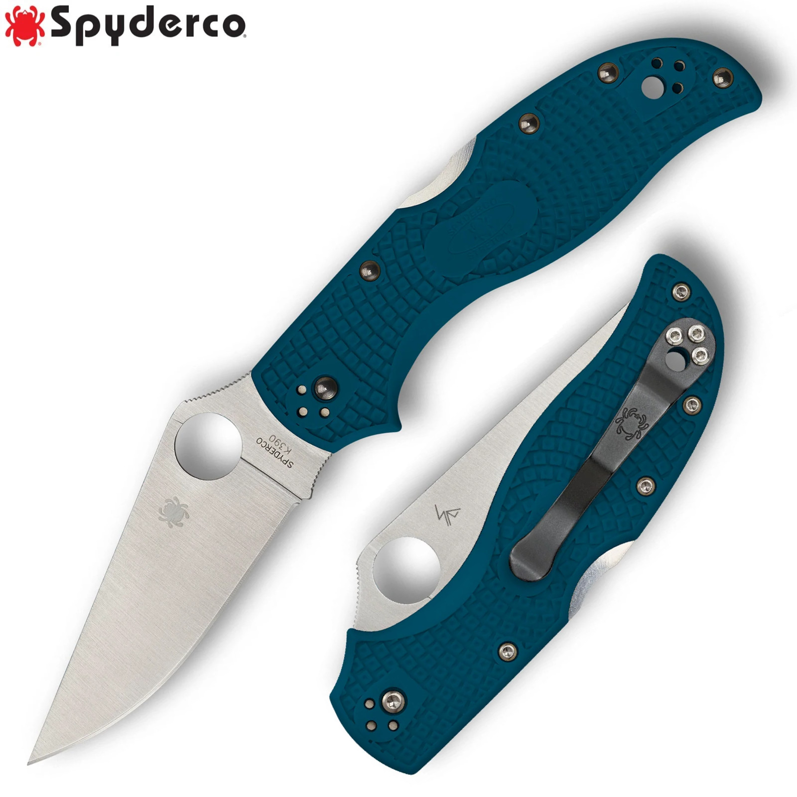 Spyderco Stretch 2 Straight Spine K390 Plain Blade Blue FRN Handles C90FP2K390