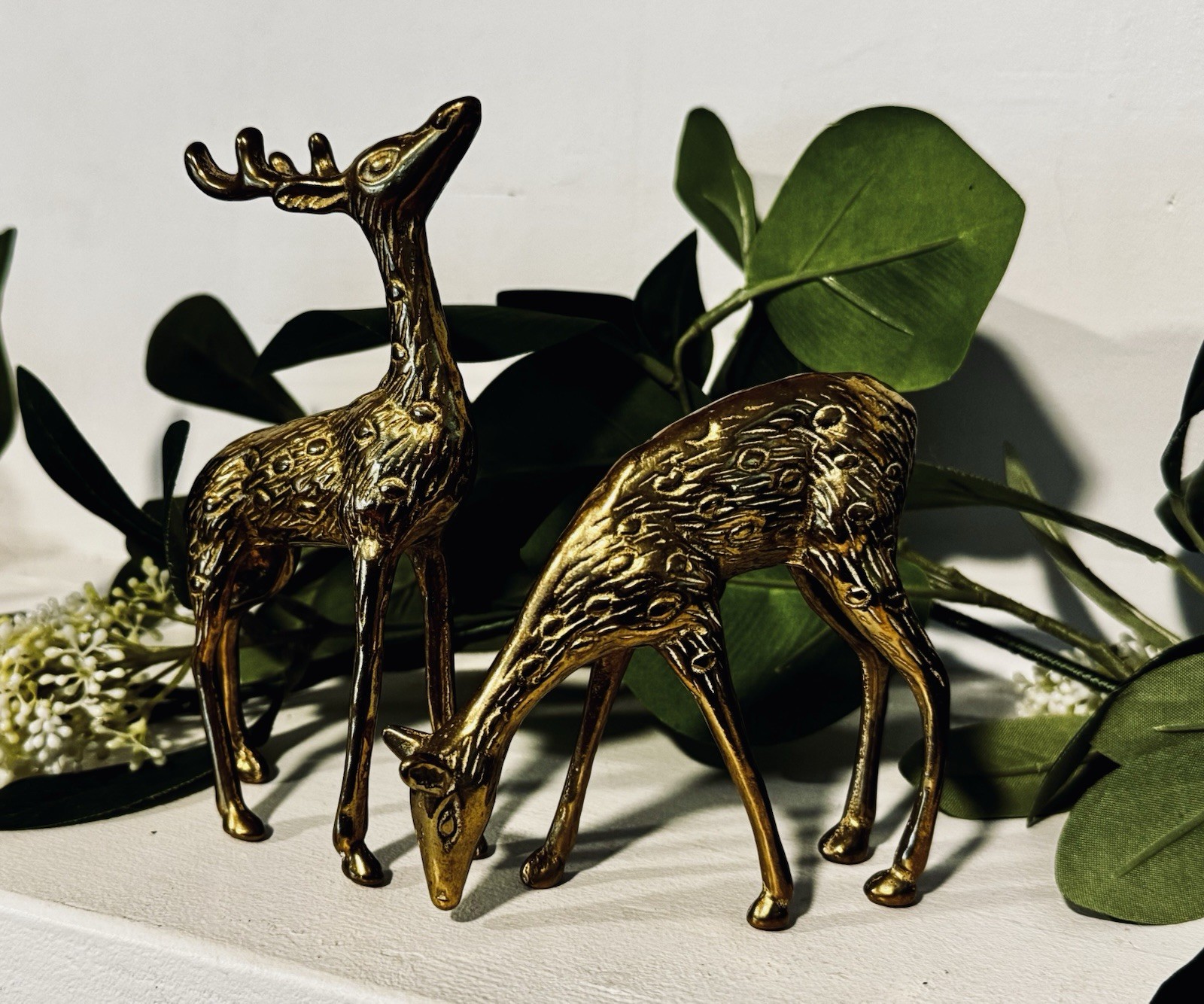 Brass Deer Figures Doe And Buck Figurines 4.25\