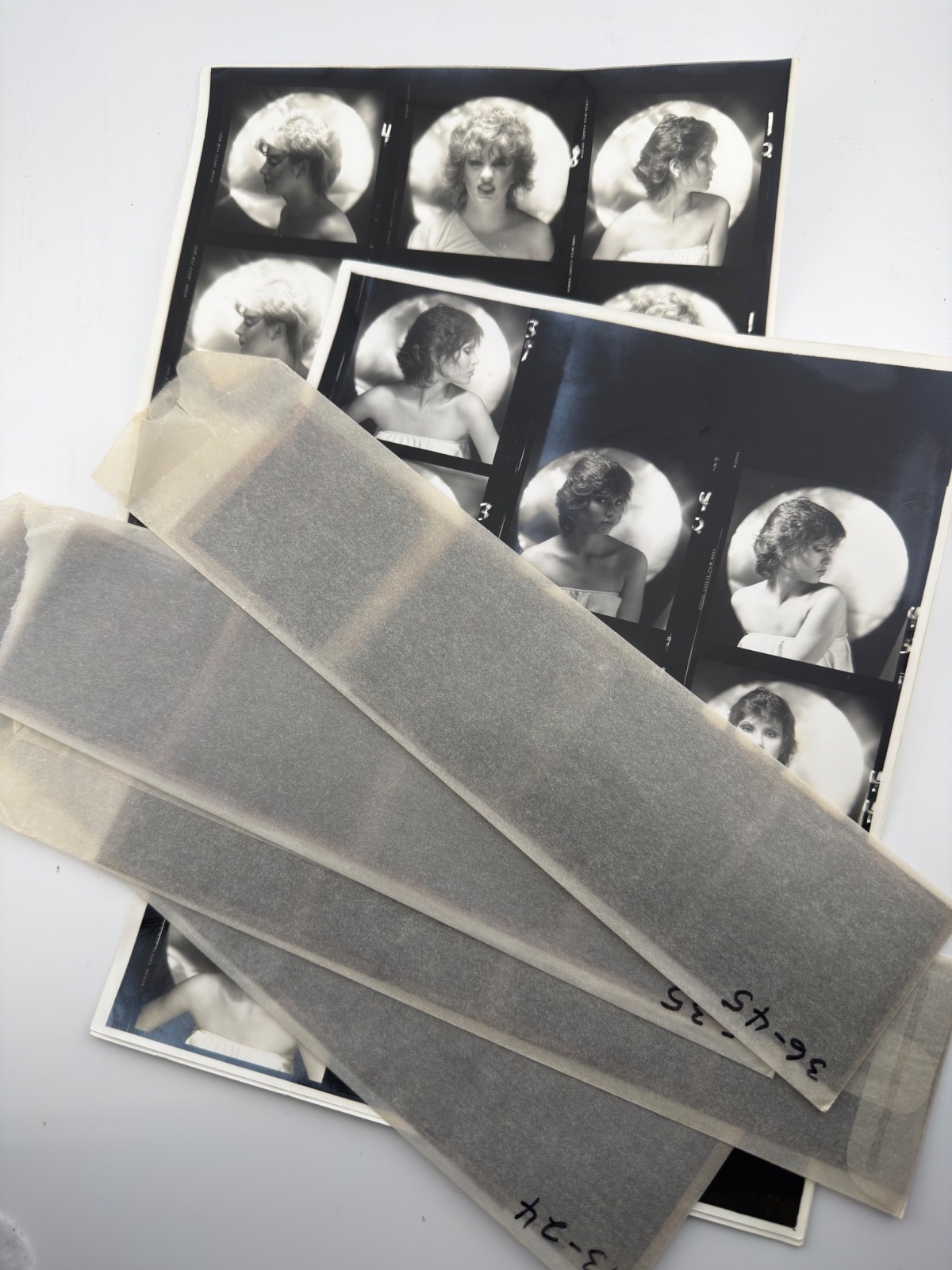 Vintage 1980's look-Model contact sheet photos plus medium format negatives