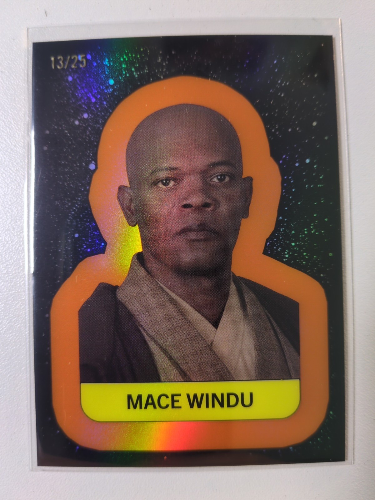 2025 Topps Star Wars Meiyo Chrome Sticker Mace Windu Orange 13/50 S-6
