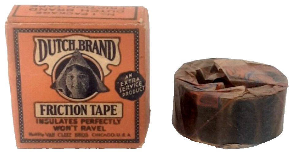 Antique 1920s Advertising Dutch Brand Friction Tape With Original Box Chicago IL