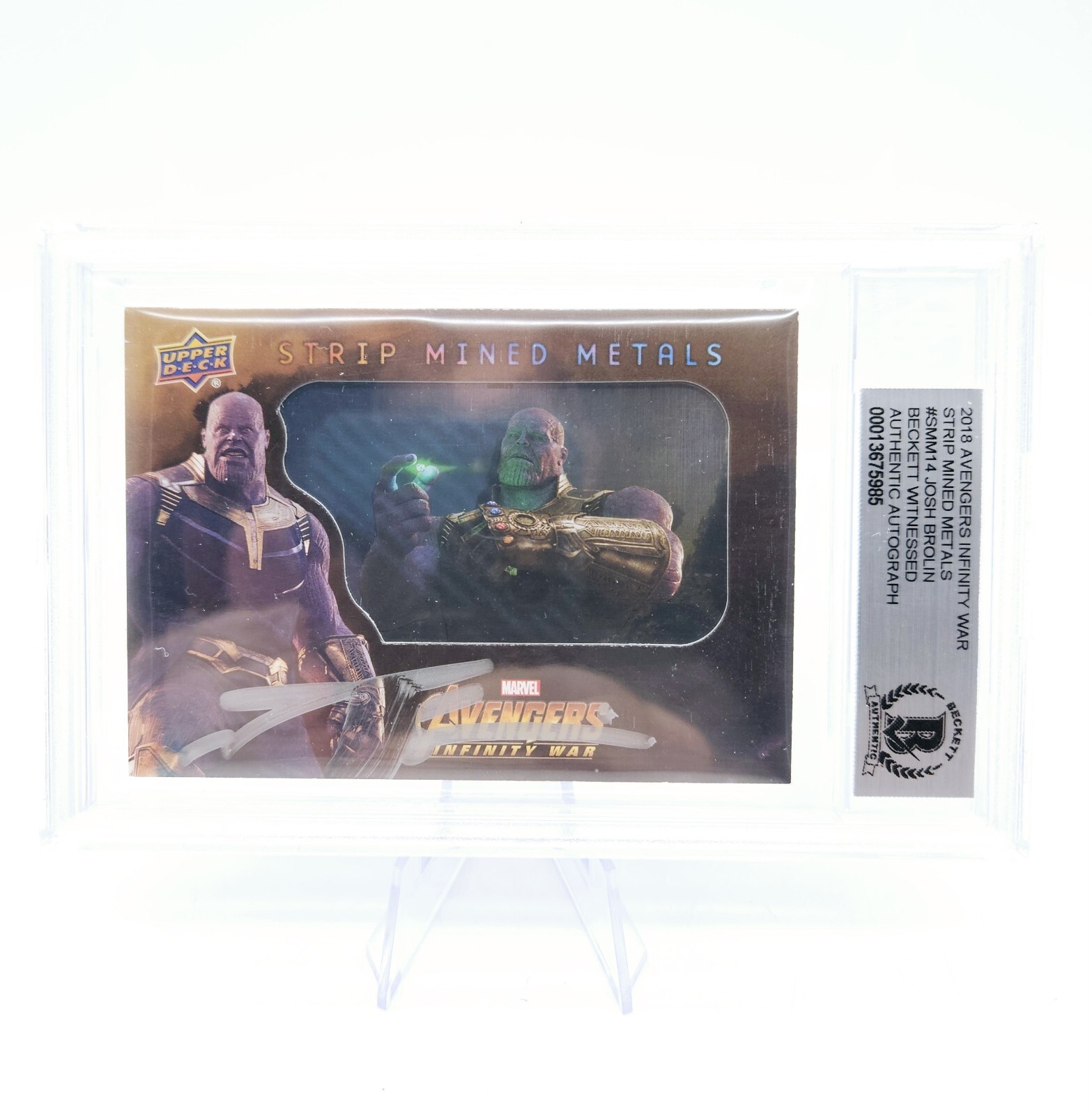 2018 UD Marvel Thanos Signed Auto Josh Brolin Strip Mined Metals SMM14 Beckett 
