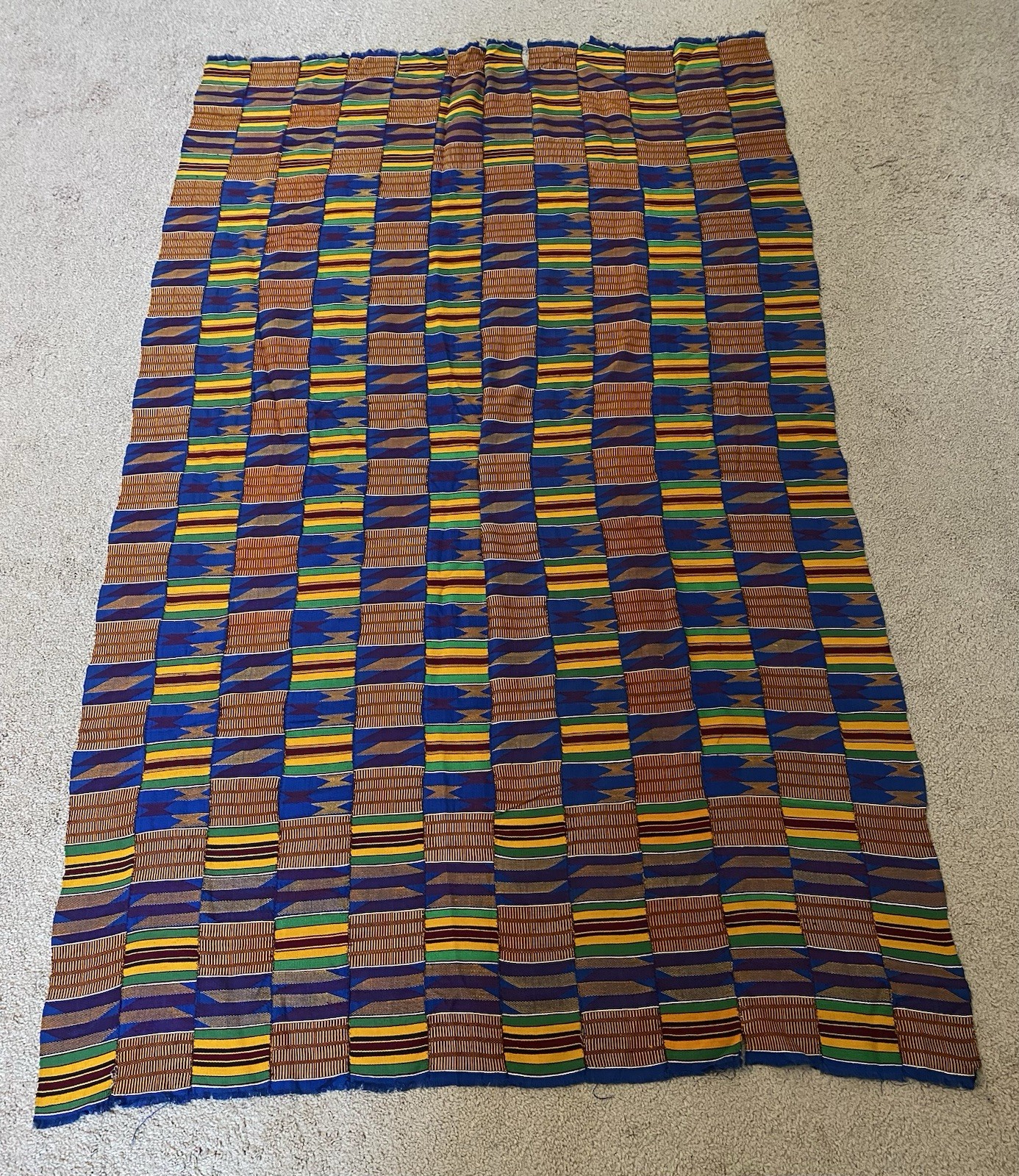 AUTHENTIC KENTE CLOTH SILK FABRIC CULTURE AFRICAN GHANA VINTAGE HAND WOVEN 71x42