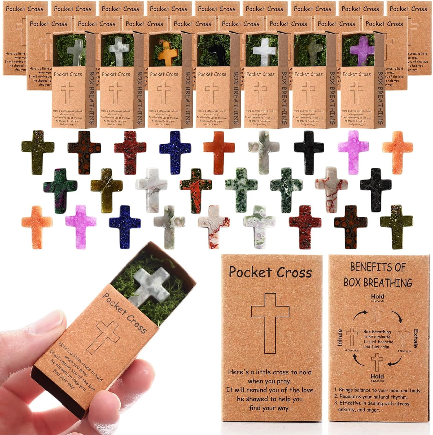 50 Set Pocket Cross Bulk Christian Religious Gifts Pocket Hug Token with Boxes N 50 Set Pocket Cross Bulk Christian Religious Gifts Pocket Hug Token with Boxes N