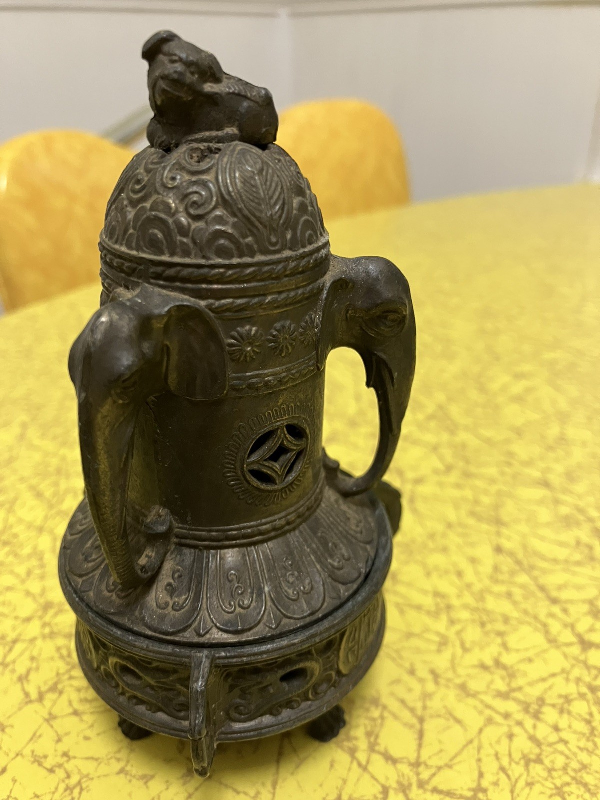 Antique Vantines Elephant Koro Incense Burner Cast Metal France 1920s 