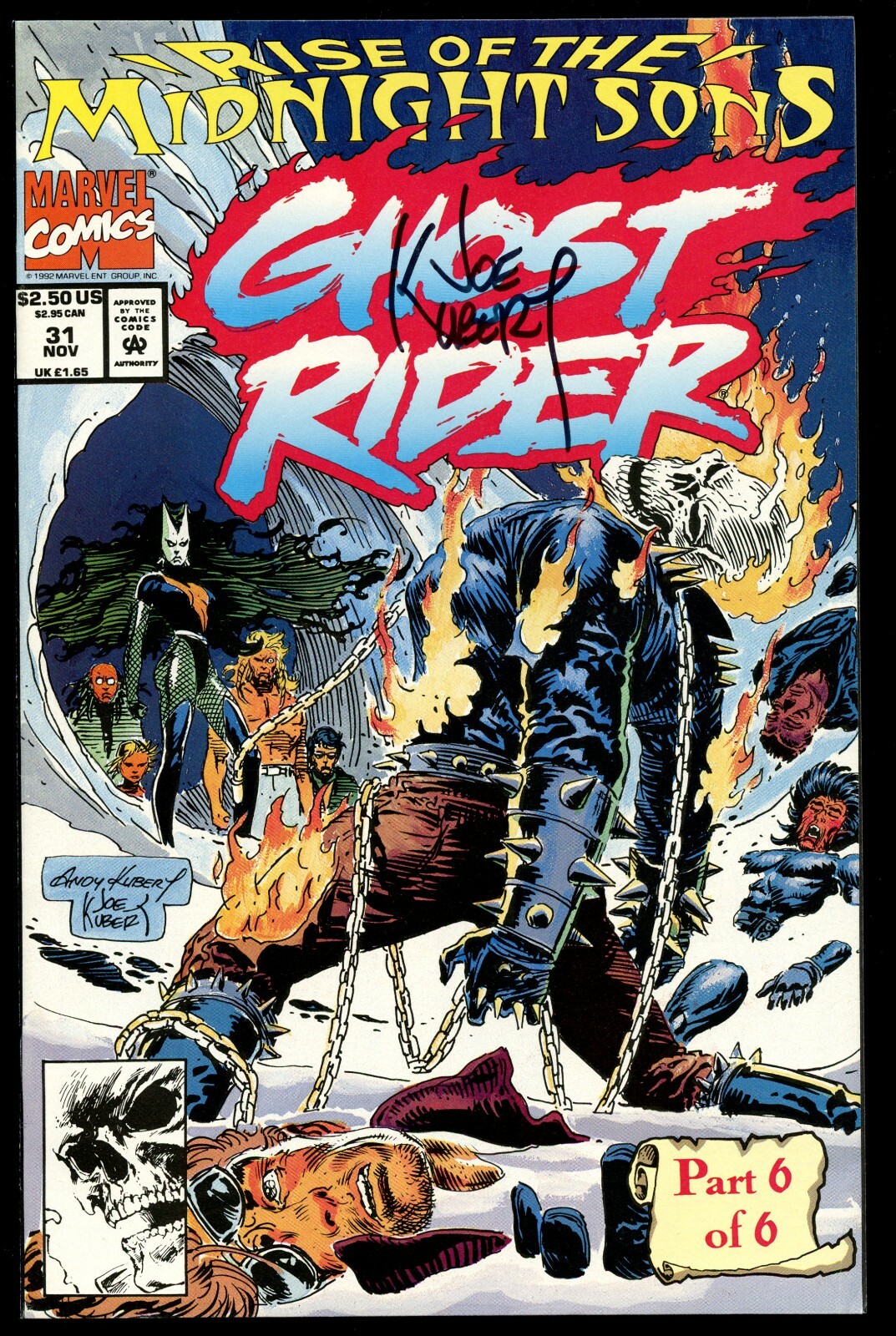 Joe Kubert d2012 signed autograph 1992 Ghost Rider Comic Book BAS Authenticated