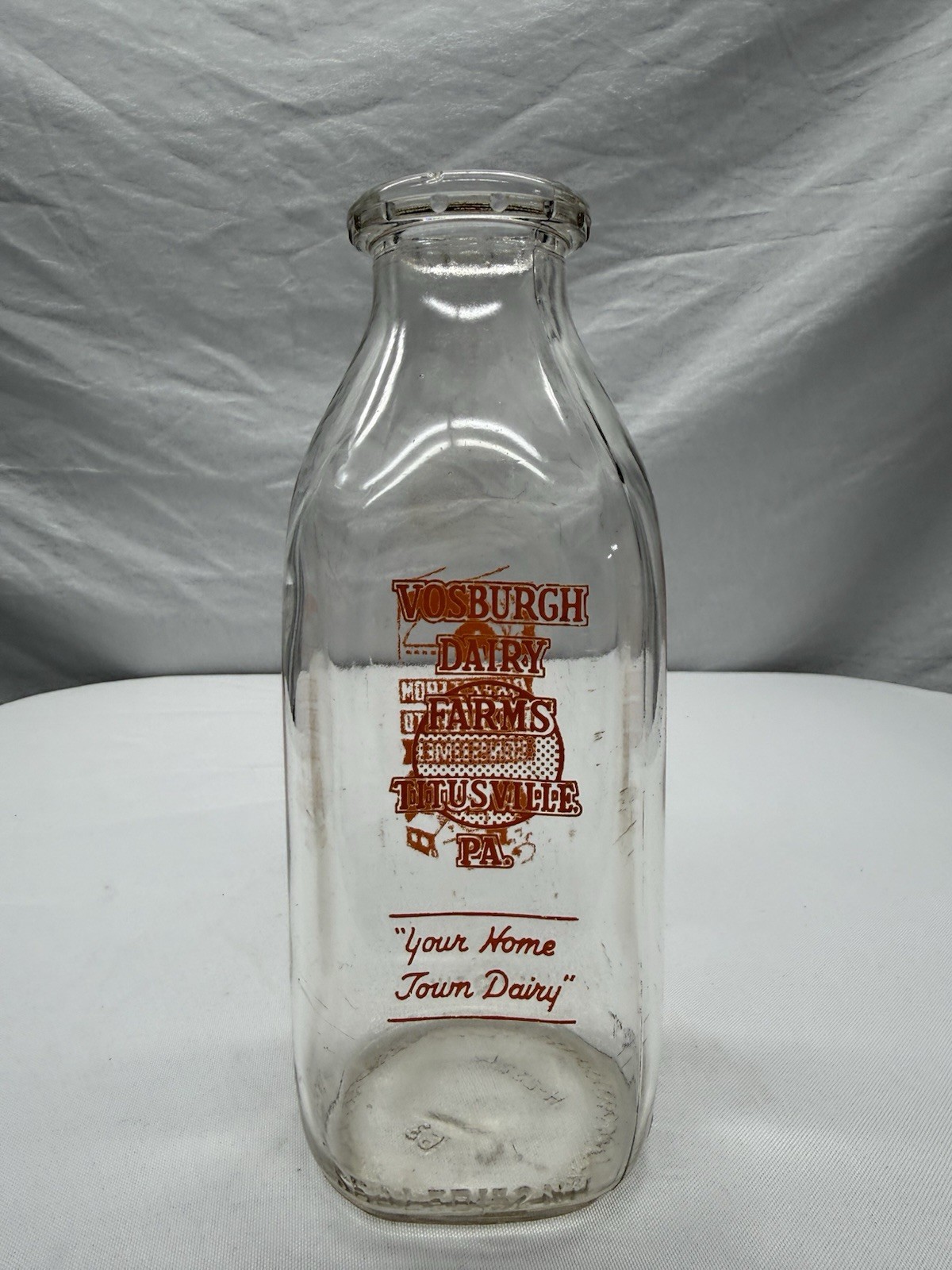 Antique 1950\'s Orange Pyro Milk Bottle, Vosburgh Dairy - Titusville, PA