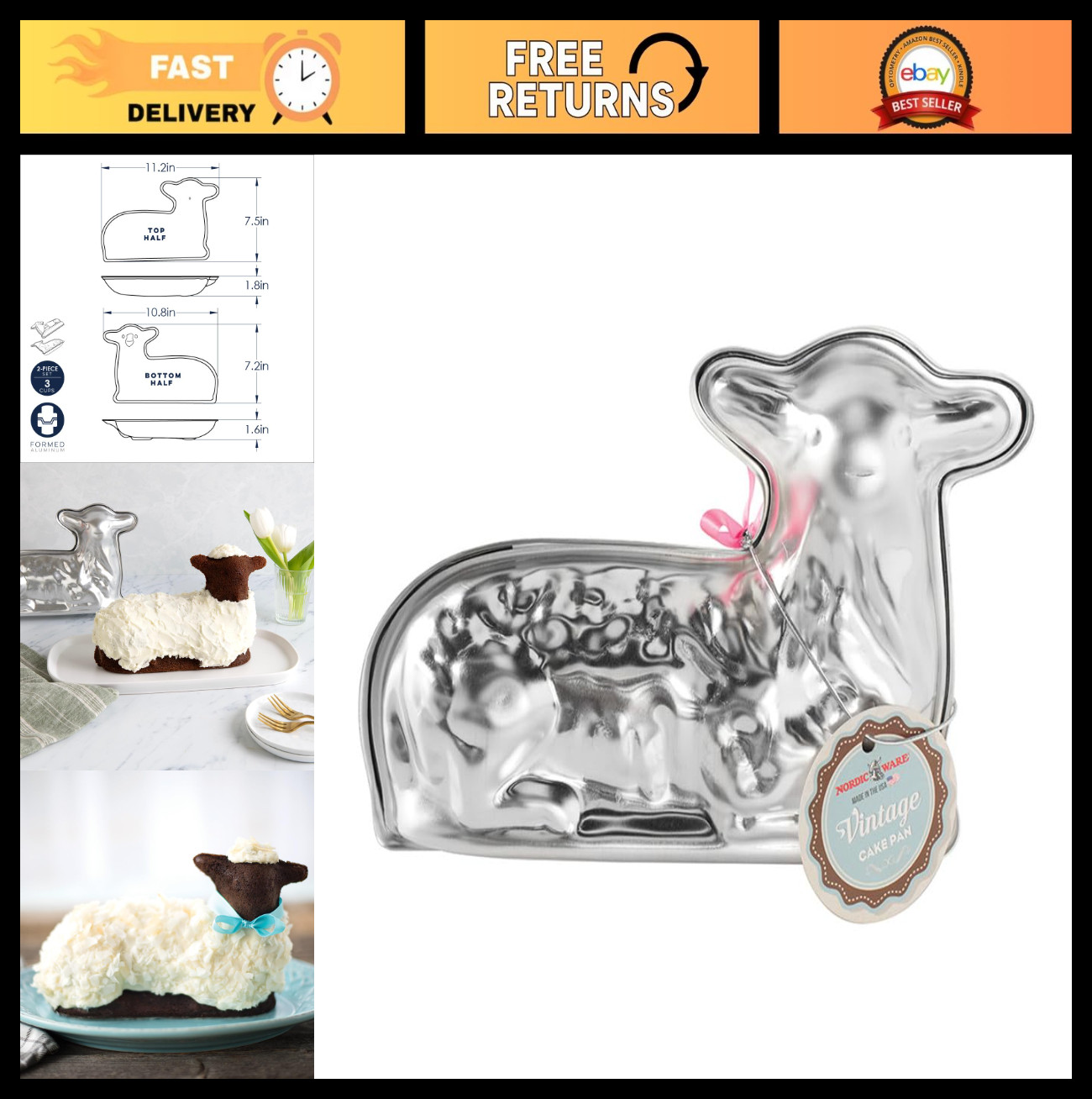 3D Lamb Cake Pan - Nordic Design for Easter & Spring Celebrations, Bake Unique C 3D Lamb Cake Pan - Nordic Design for Easter & Spring Celebrations, Bake Unique C