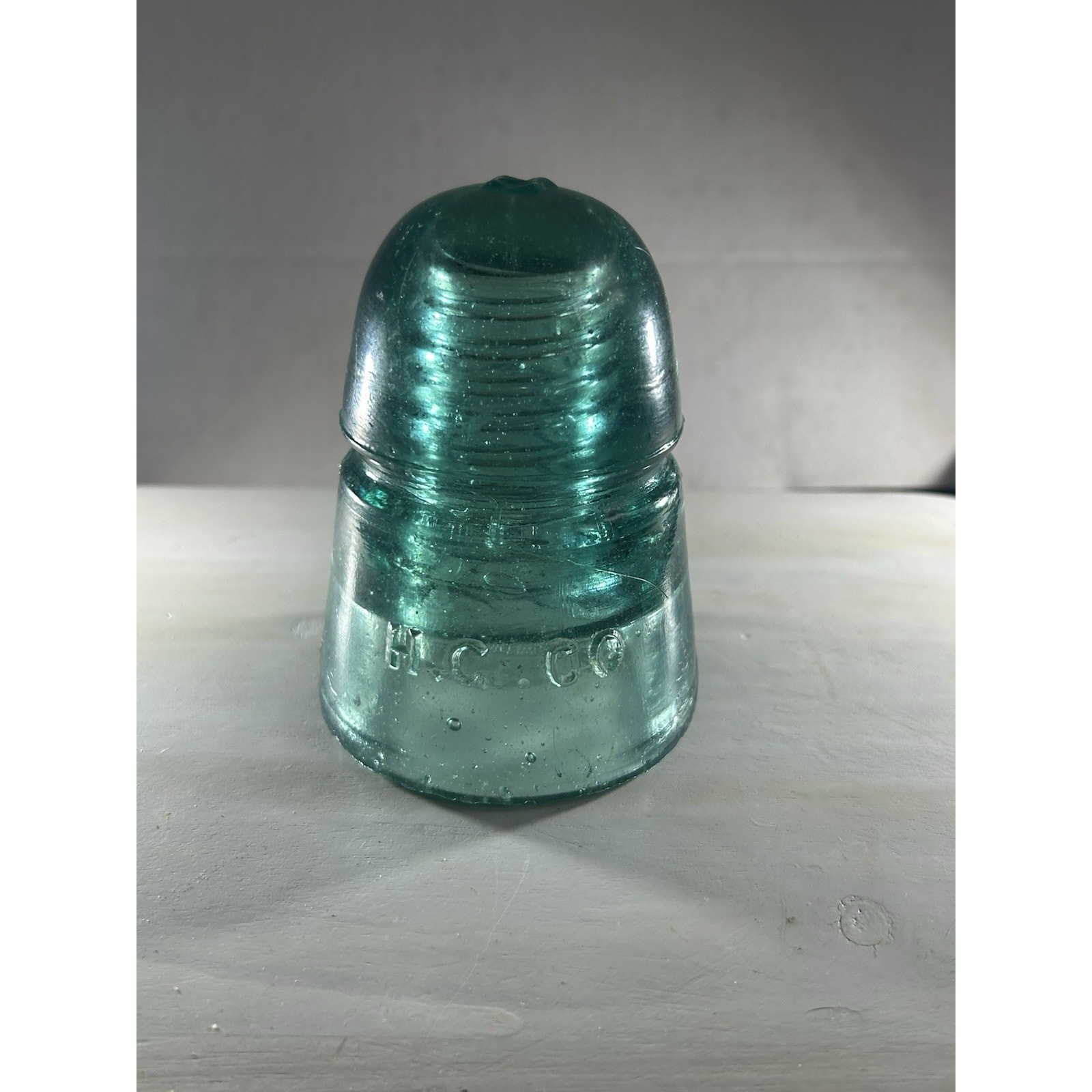 Antique H.C. Co. CD 145 Aqua Beehive Glass Insulator Hemingray Embossed Bubbles