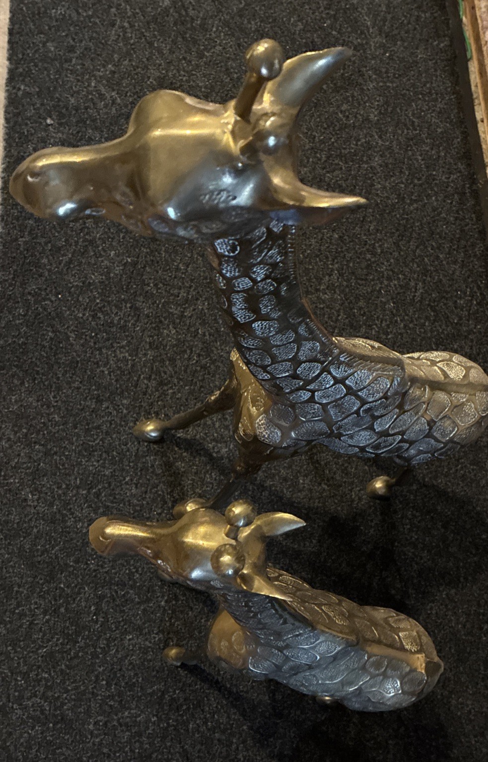 Vintage C.1960's Mid-Century Oversized Brass Standing Tall Giraffes - a Pair
