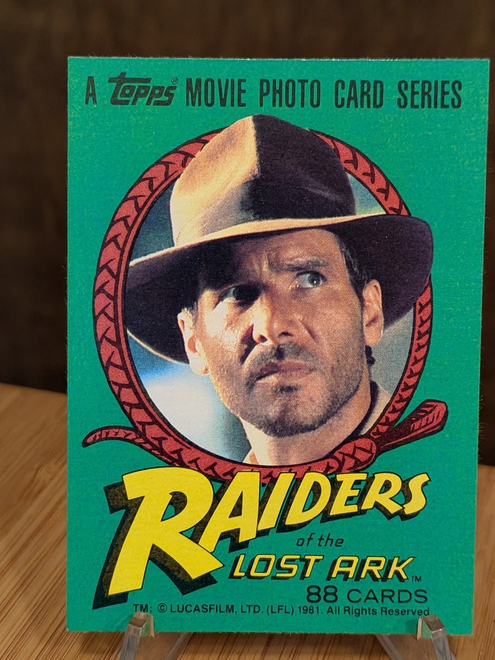 1981 Topps Raiders of the Lost Ark #1 Indiana Jones Title Card Raw NM Pack Fresh