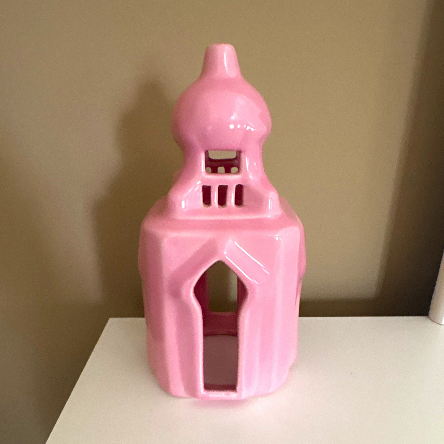 Pink Glossy Ceramic tea light holder from the Royal Hawaiian Hotel