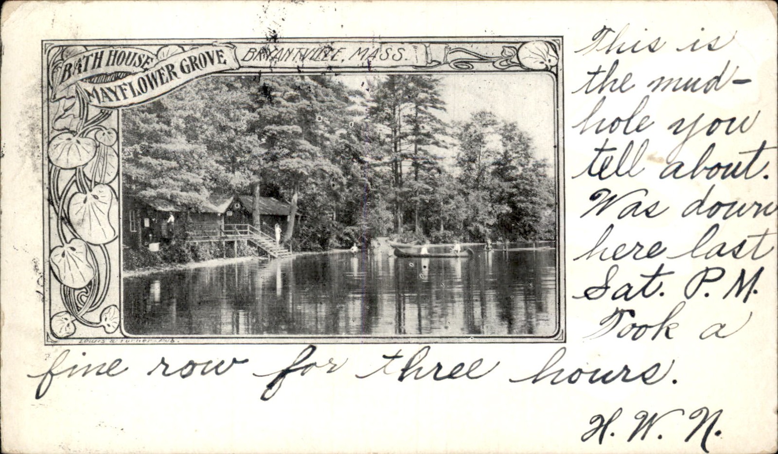 Bryantville MA Bath House Lewis & Turner c1900s-10s Vintage Postcard