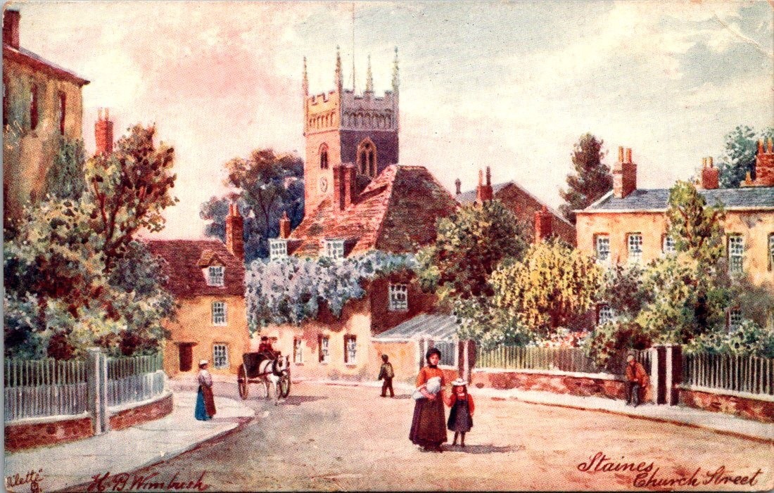 Staines Church Street Divided Back Postcard Staines Church Street Divided Back Postcard