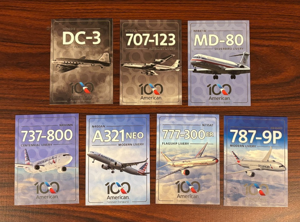American Airlines 100th Anniversary Trading Card Complete Set (7) *MINT* American Airlines 100th Anniversary Trading Card Complete Set (7) *MINT*