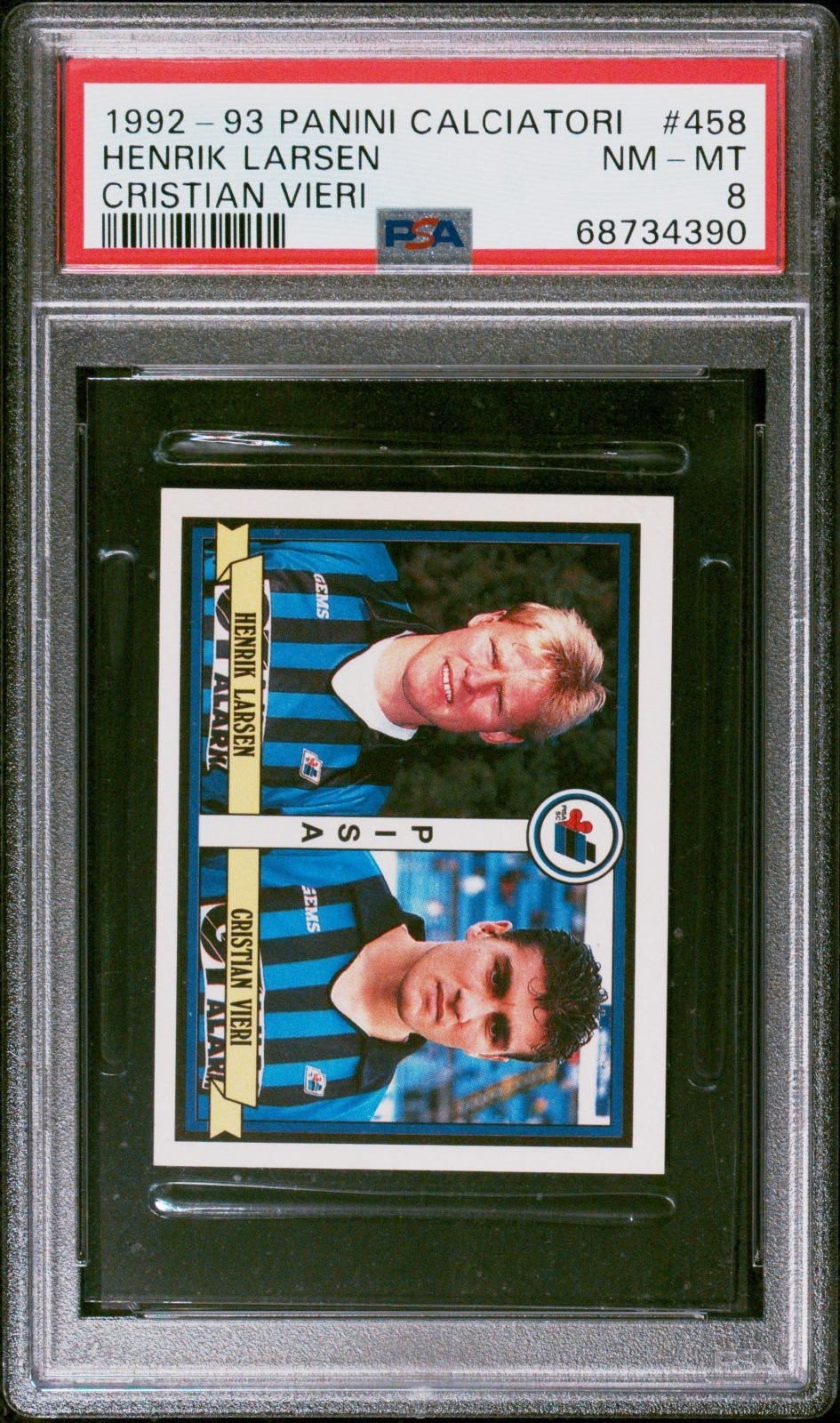 1992/93 Panini Footballers #458 Vieri Larsen PSA 8 Figure