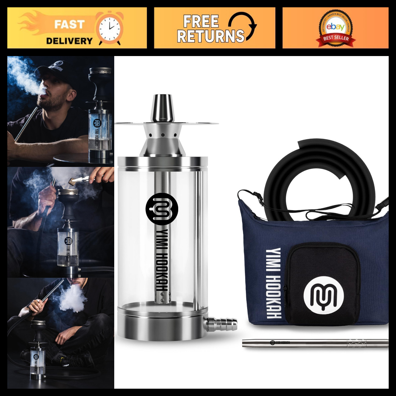 Mini Portable Hookah Set - Stainless Steel Travel Hookah with Bag, HMD & Bowl Mini Portable Hookah Set - Stainless Steel Travel Hookah with Bag, HMD & Bowl