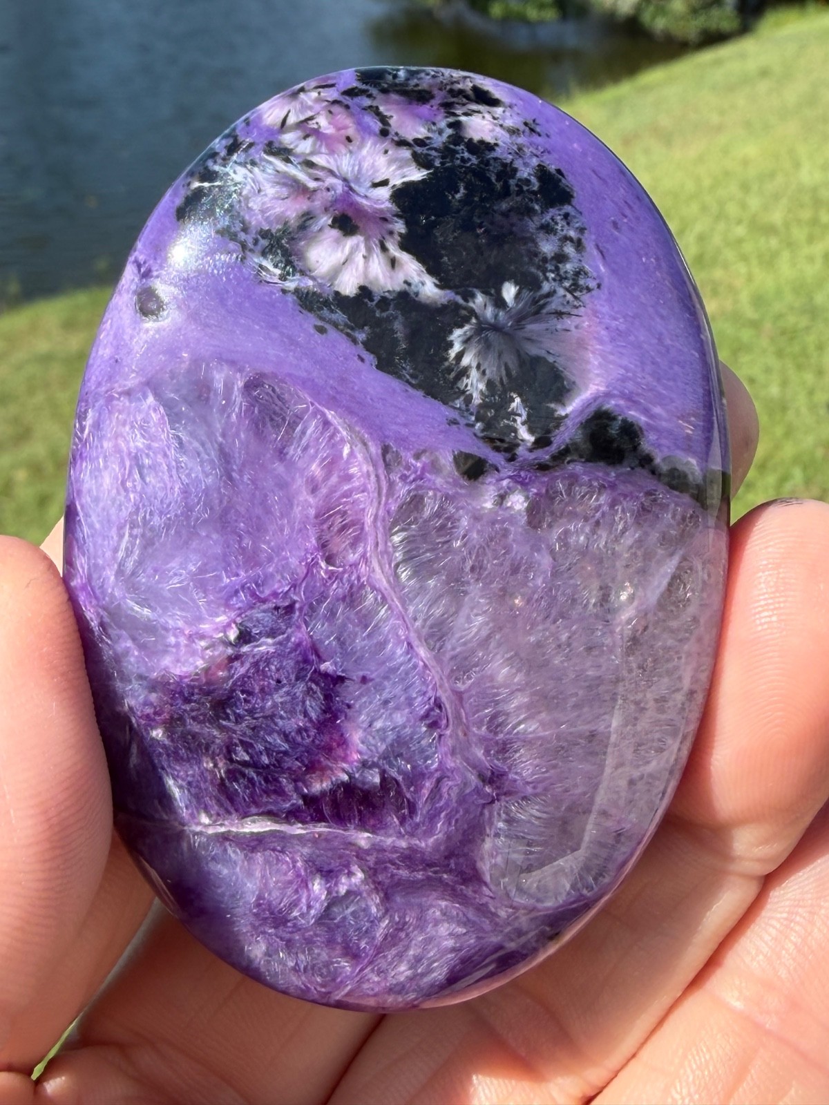 Nice Charoite Polished Gemstone Large Palmstone 2 3/4\