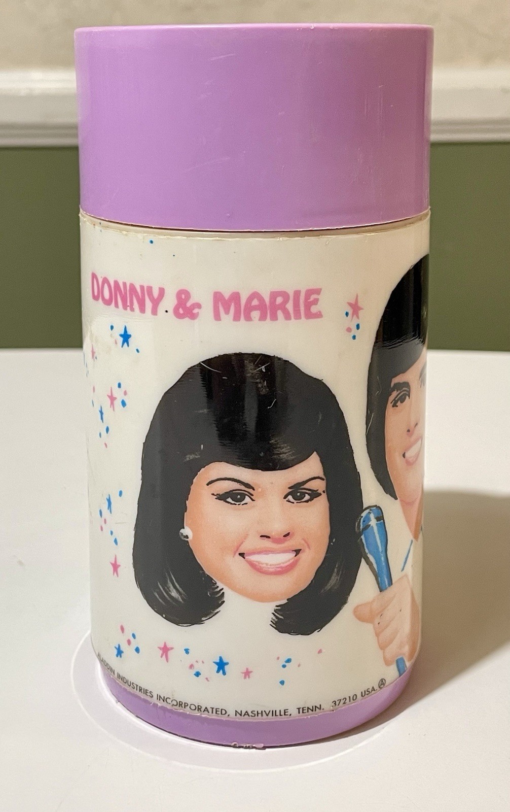 Vintage 1976 Donny & Marie Osmond Thermos Aladdin No. 33 Stopper Cup 112 8oz