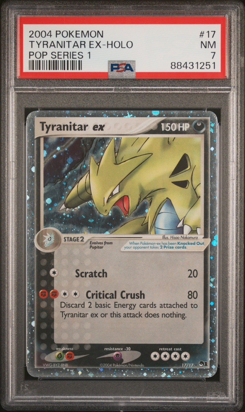 2004 POKEMON POP SERIES 1 TYRANITAR 17/17 PSA 7 NM CLEAN 2004 POKEMON POP SERIES 1 TYRANITAR 17/17 PSA 7 NM CLEAN