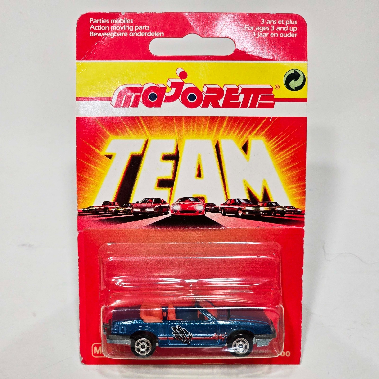 Vintage Majorette 227 Ford Mustang GT Convertible / Blue w/ Graffiti / New