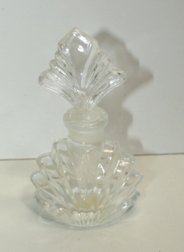 Vintage MCM Art Deco Style Pressed Glass Perfume Bottle Vintage MCM Art Deco Style Pressed Glass Perfume Bottle