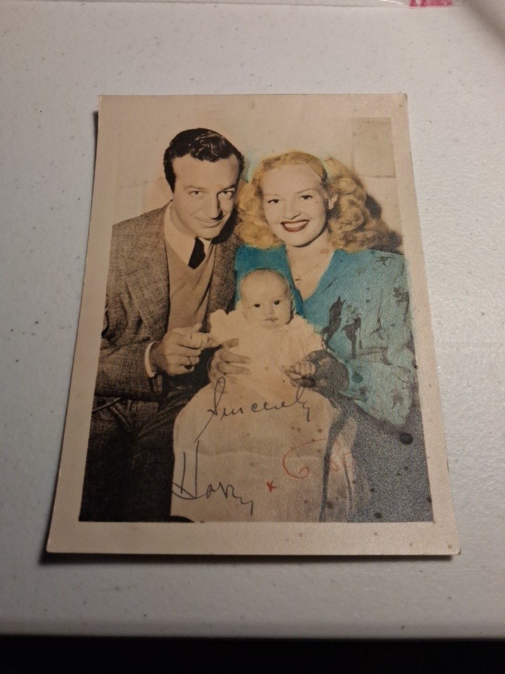 RARE Harry James & Betty Grable Hand Signed 5X7 Sepia Photo 
