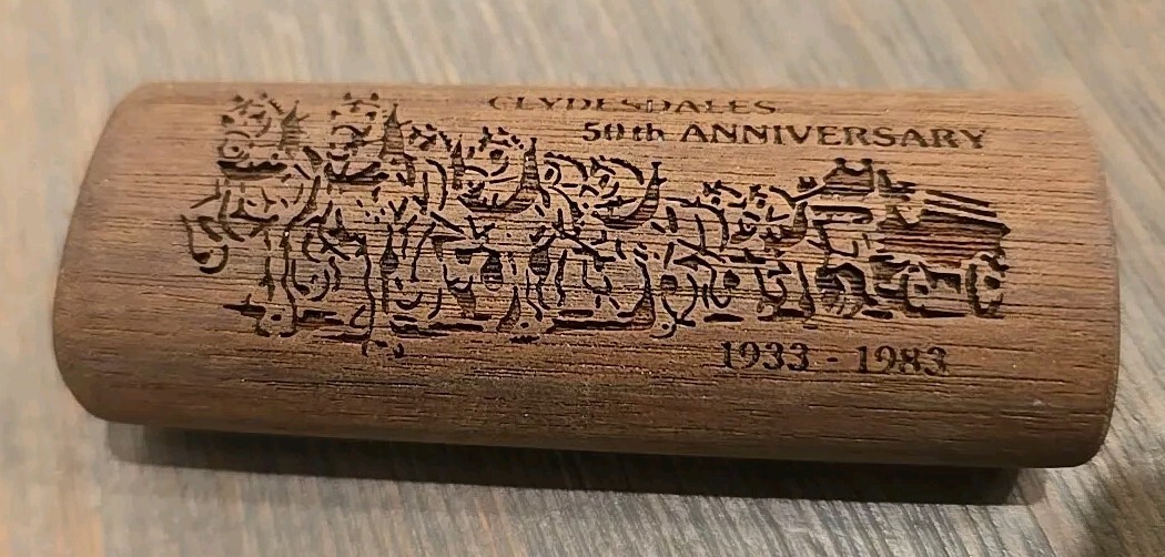 VTG Wood Lighter Case Clydesdales 50th Anniversary Carved Horses 1933-1983